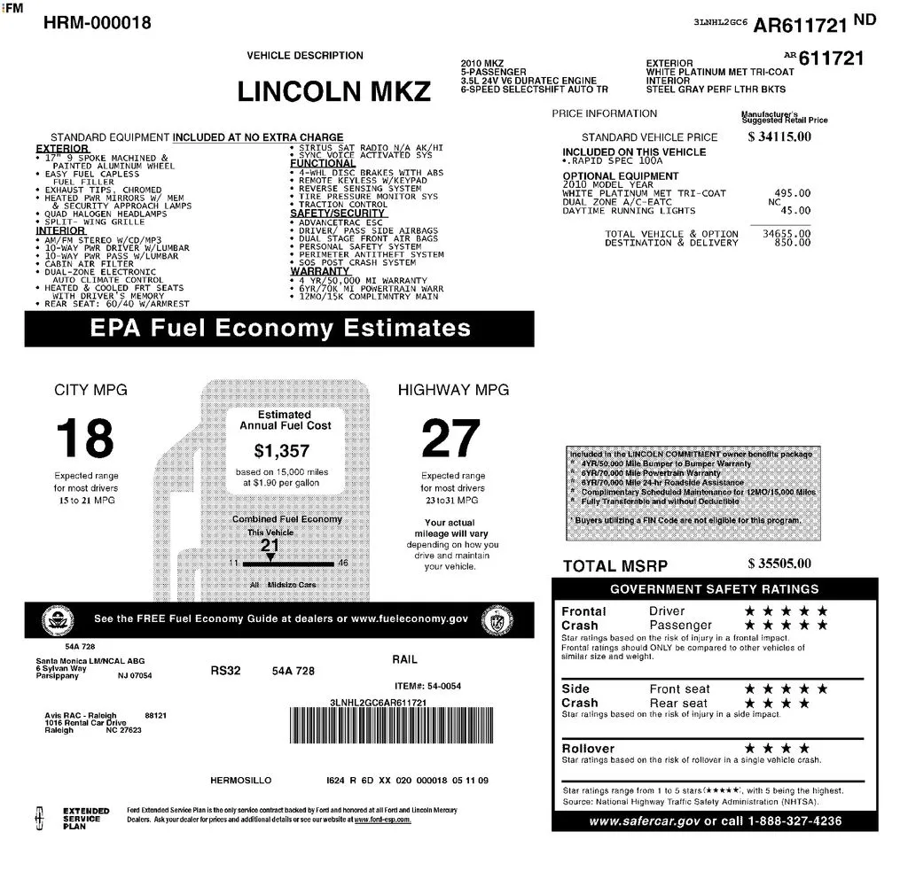 2010 Lincoln MKZ Base thumbnail 27