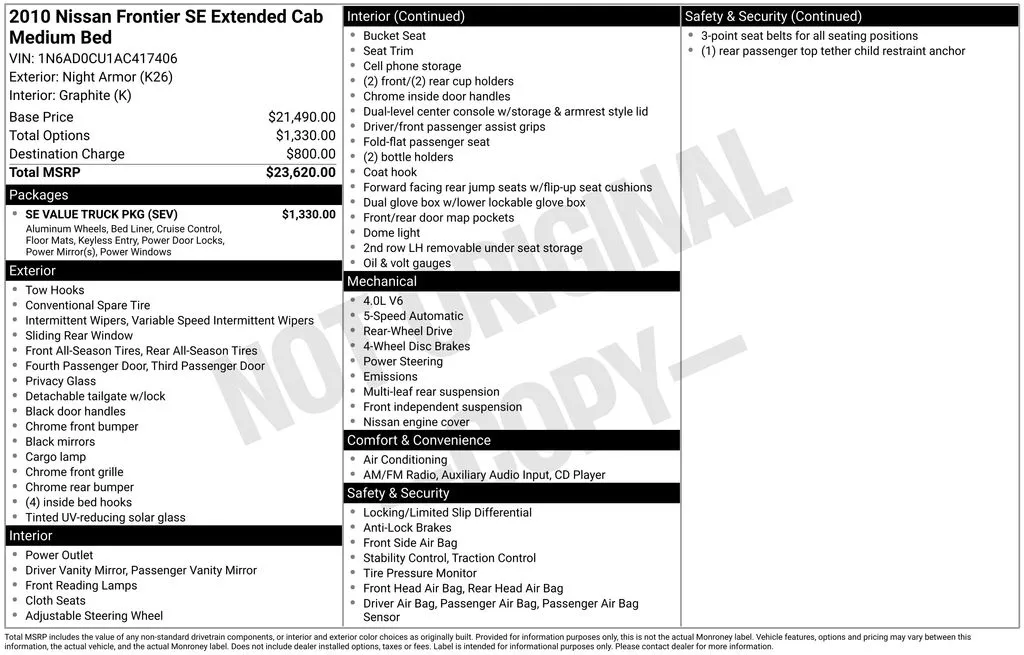 2010 Nissan Frontier SE thumbnail 7
