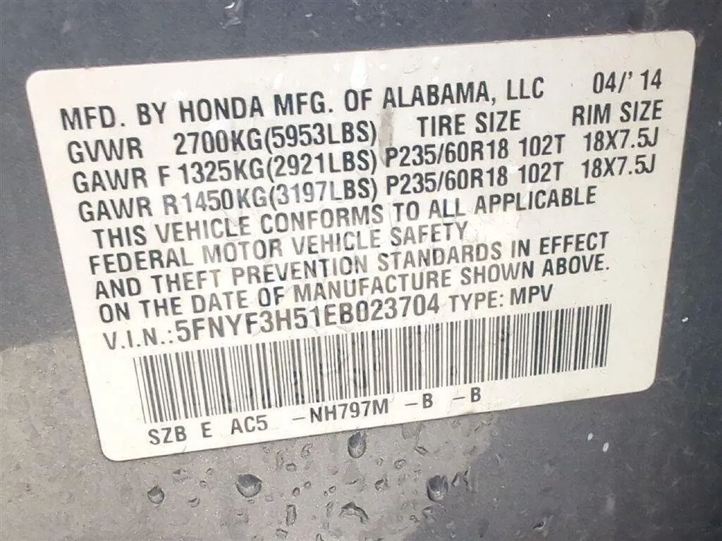 2014 HONDA PILOT EX-L thumbnail 6