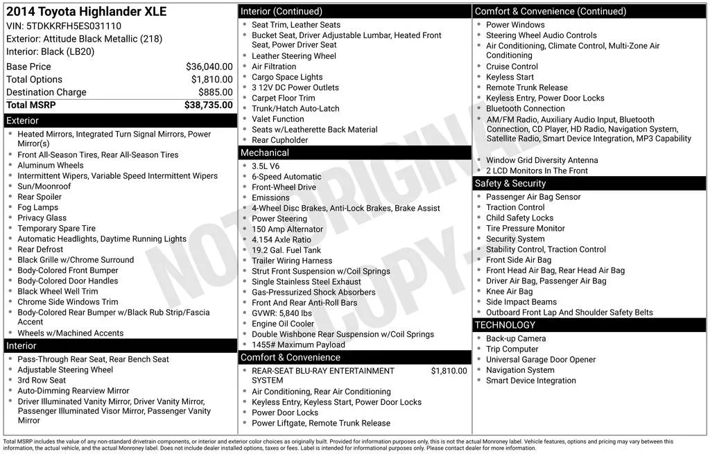 2014 Toyota Highlander XLE V6 thumbnail 8