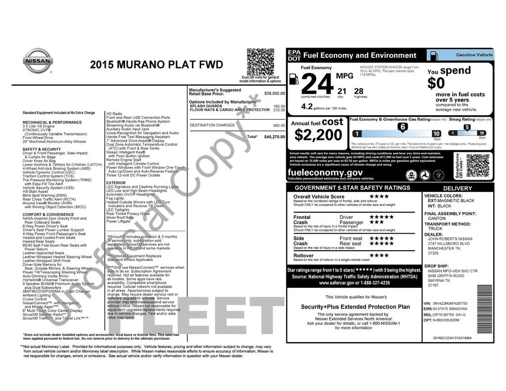 2015 Nissan Murano Platinum thumbnail 6