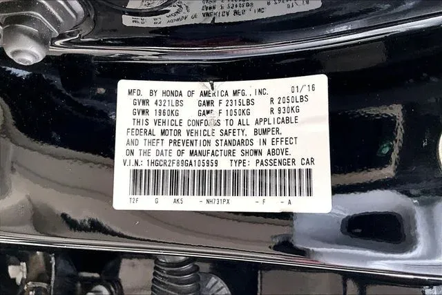 2016 Honda Accord EX-L thumbnail 16