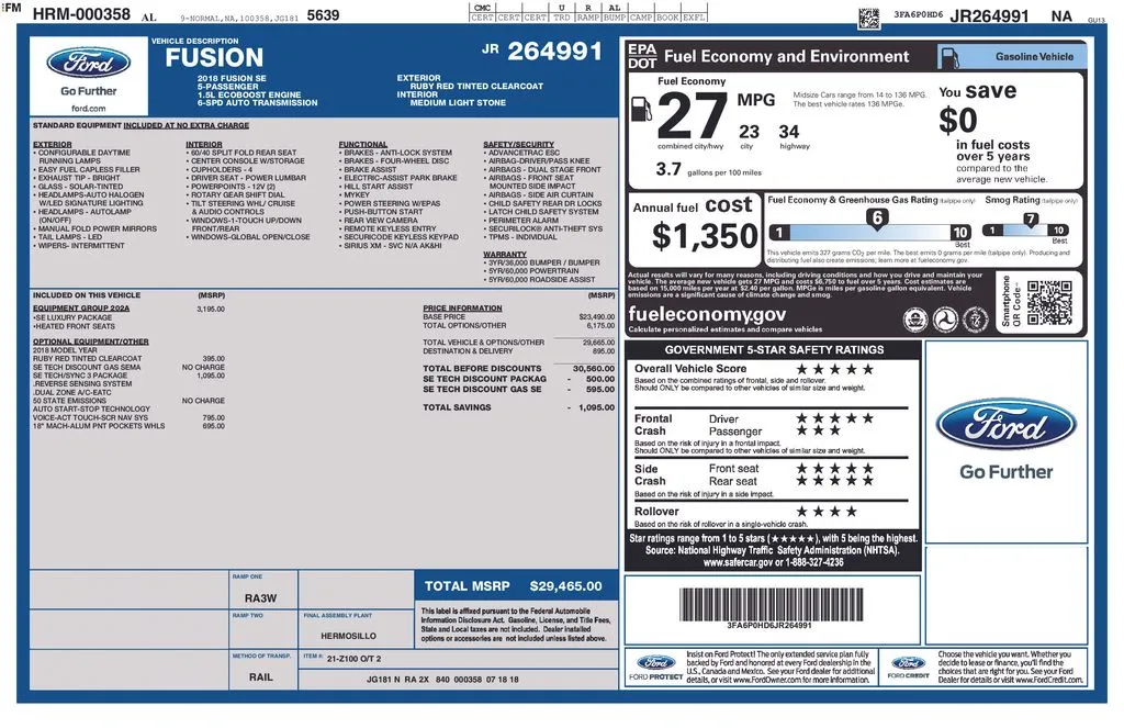 2018 Ford Fusion SE thumbnail 7