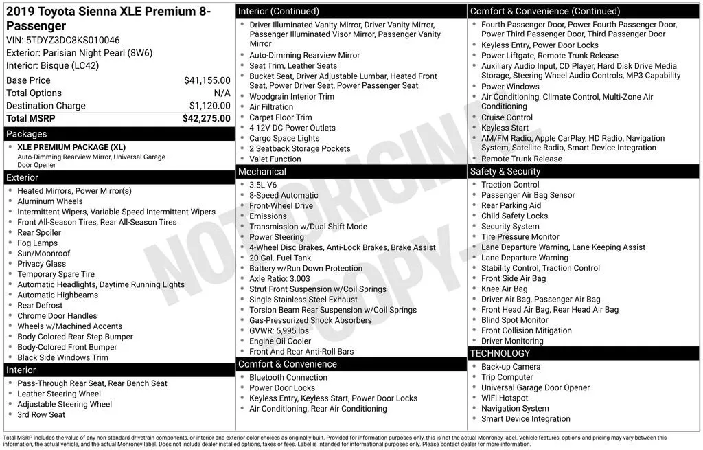 2019 Toyota Sienna XLE Premium thumbnail 9