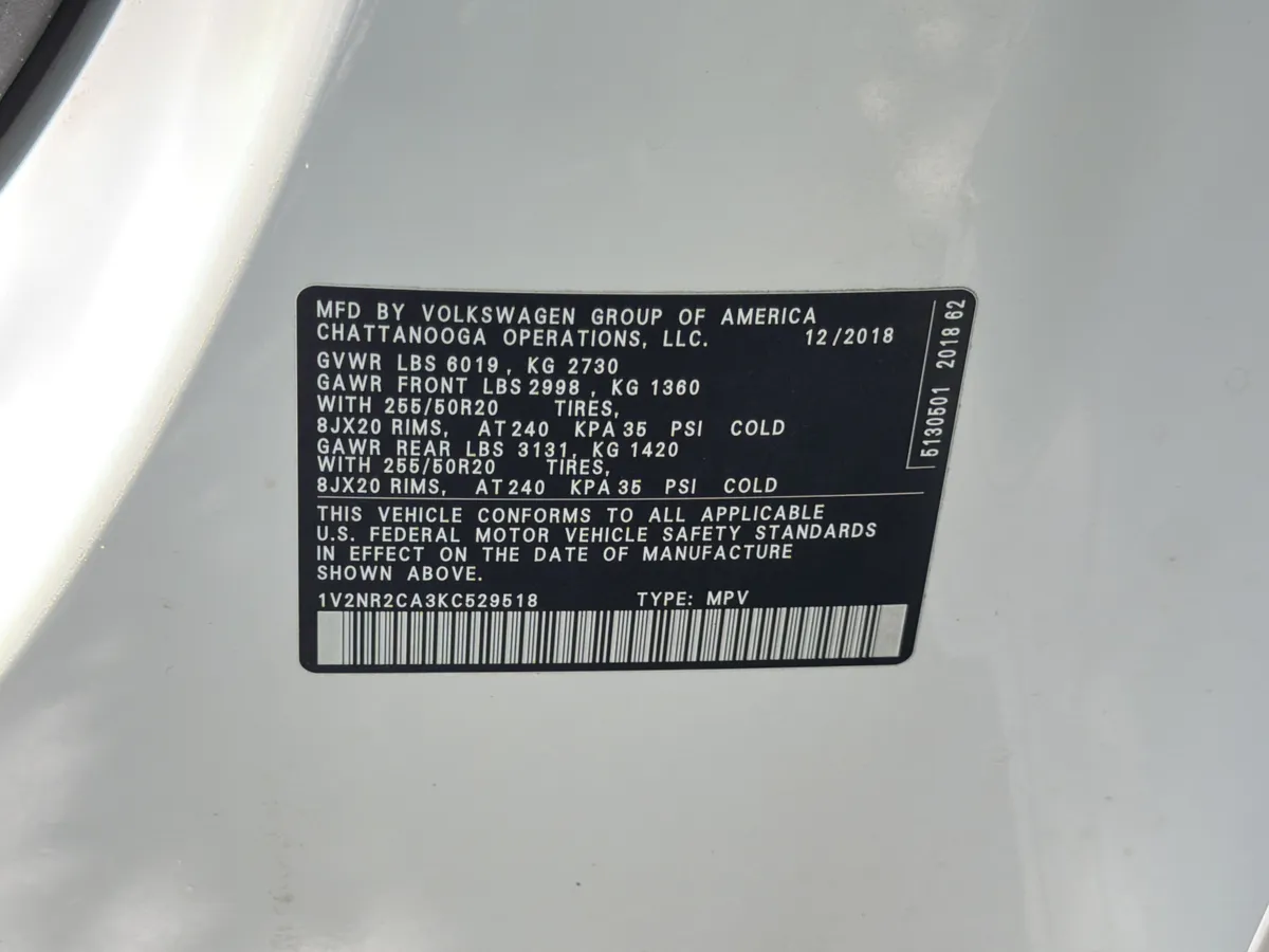 2019 Volkswagen Atlas 3.6L V6 SEL Premium 4MOTION thumbnail 37