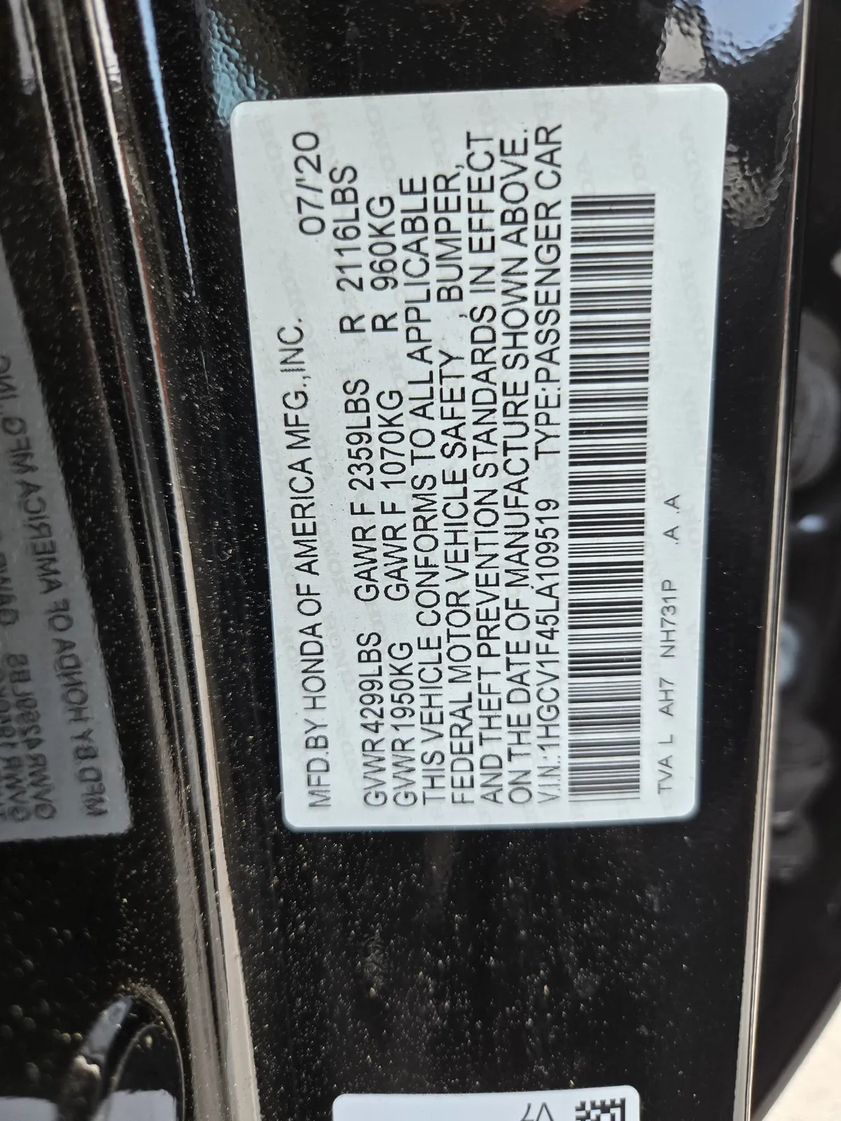 2020 Honda Accord Sedan EX thumbnail 27