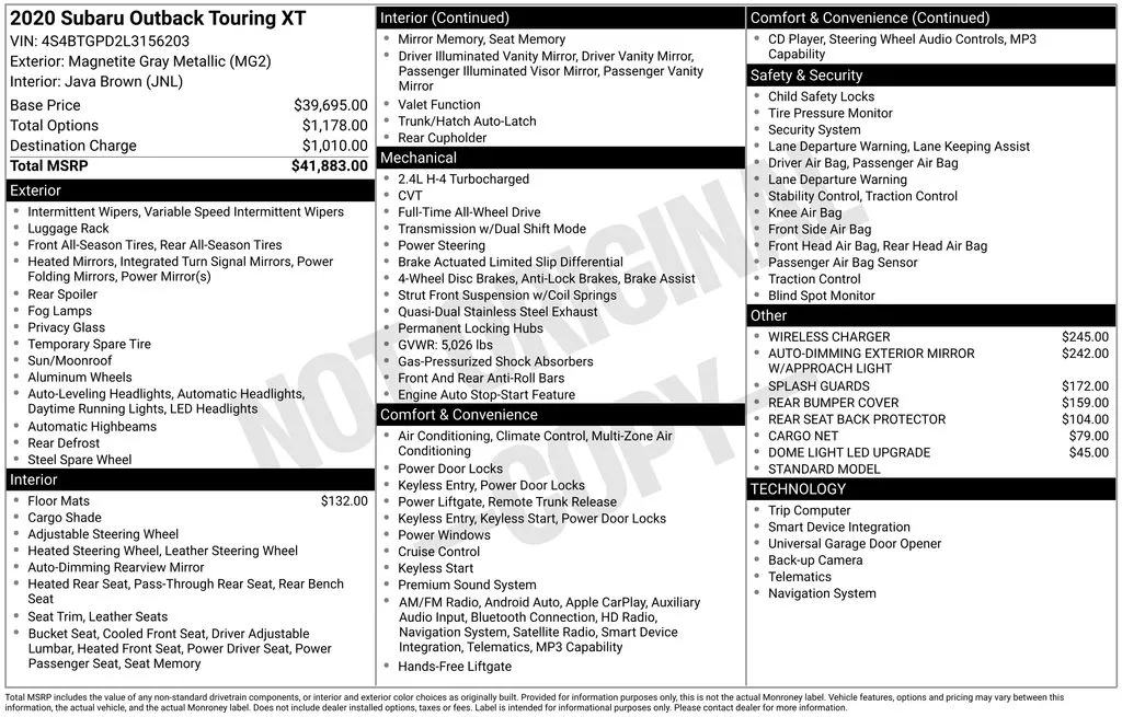 2020 Subaru Outback Touring XT thumbnail 29
