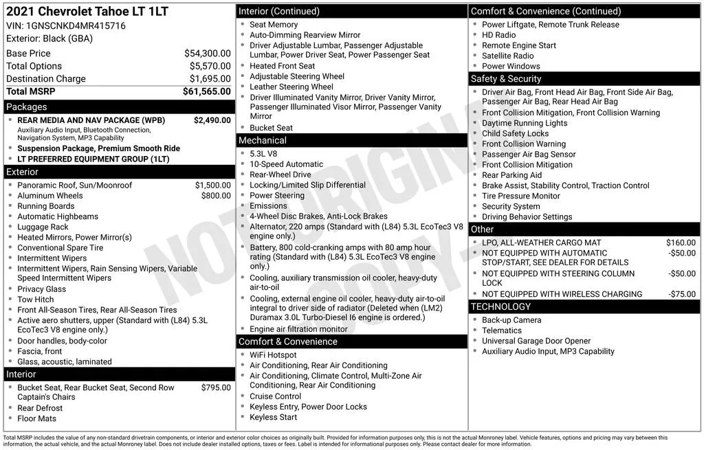 2021 Chevrolet Tahoe LT thumbnail 38