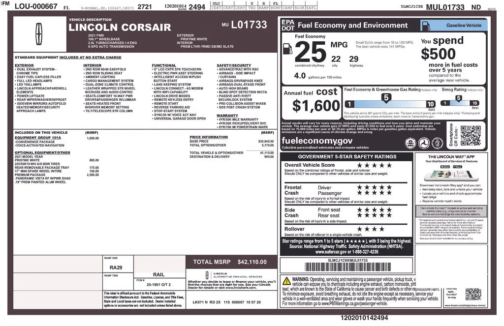 2021 Lincoln Corsair Standard thumbnail 31