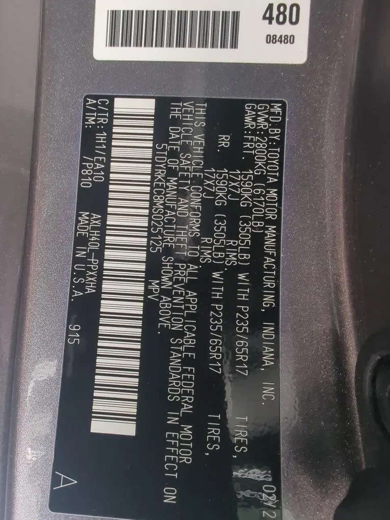 2021 TOYOTA SIENNA XLE thumbnail 8