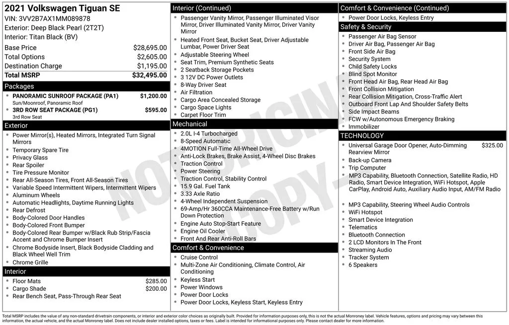 2021 Volkswagen Tiguan 2.0T SE thumbnail 7
