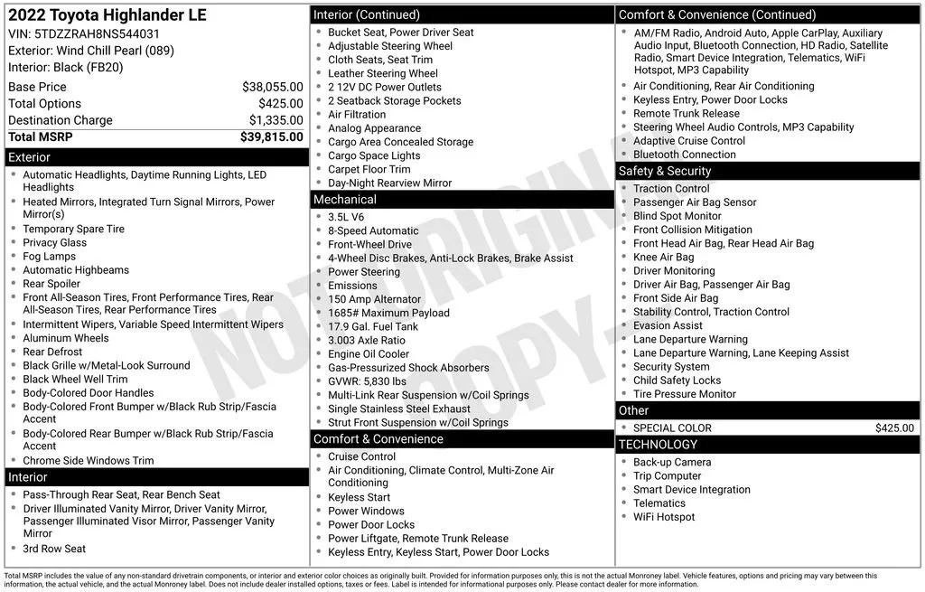 2022 Toyota Highlander LE thumbnail 38