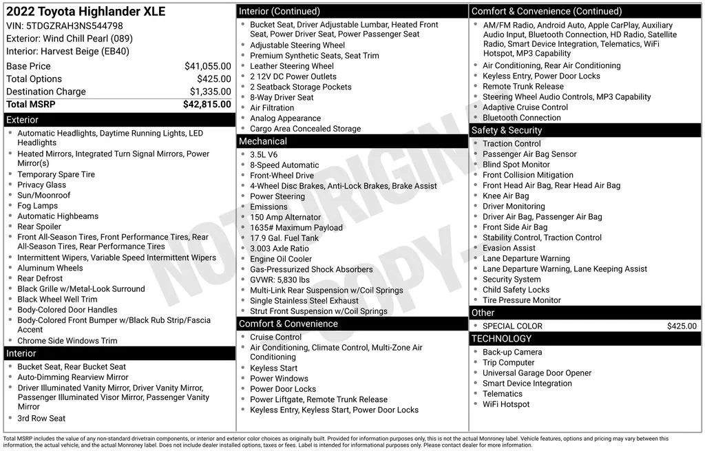 2022 Toyota Highlander XLE thumbnail 8