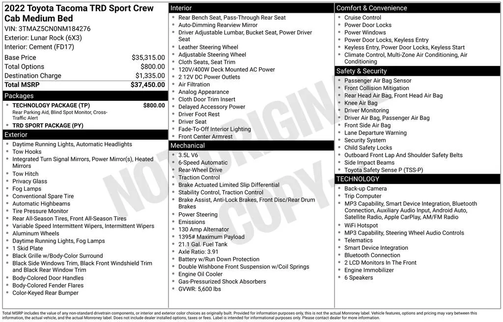 2022 Toyota Tacoma TRD Sport thumbnail 8
