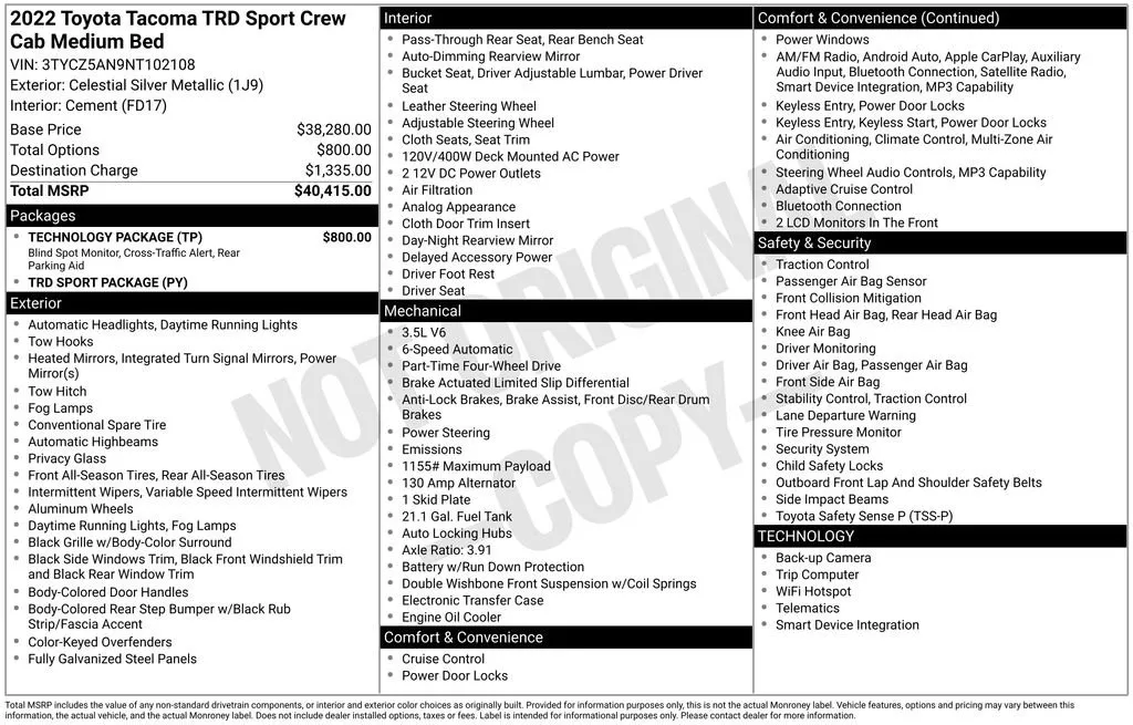 2022 Toyota Tacoma TRD Sport thumbnail 38