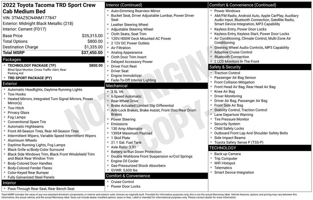 2022 Toyota Tacoma TRD Sport thumbnail 11