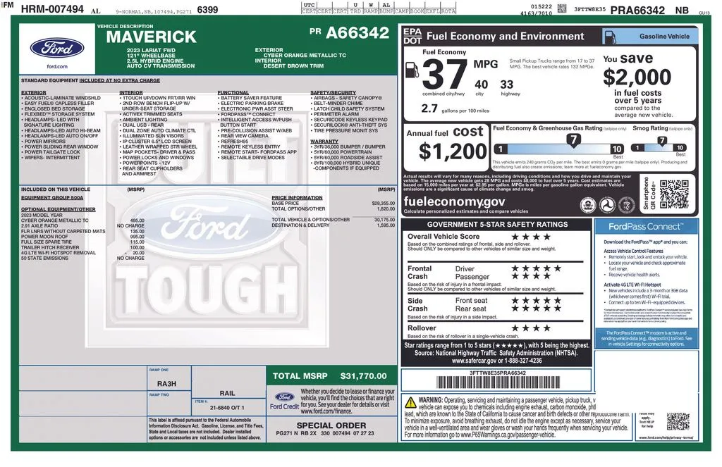 2023 Ford Maverick Lariat thumbnail 7