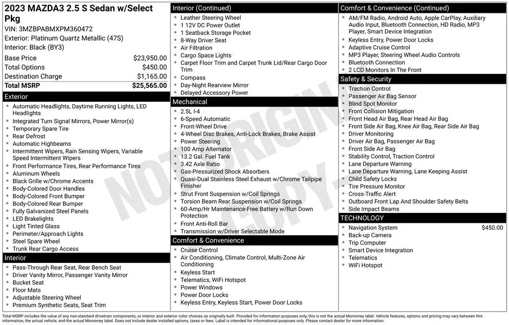 2023 Mazda Mazda3 2.5 S Select Package Base thumbnail 3