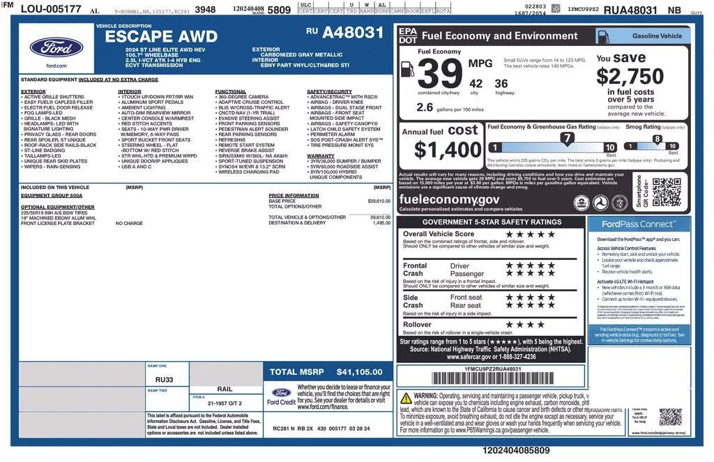 2024 Ford Escape Hybrid ST-Line Elite thumbnail 27