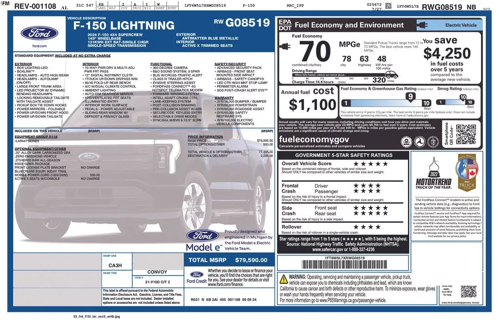2024 Ford F-150 Lightning Lariat thumbnail 7