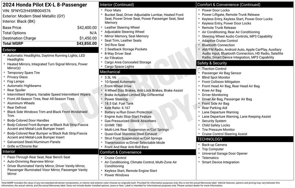 2024 Honda Pilot EX-L thumbnail 37
