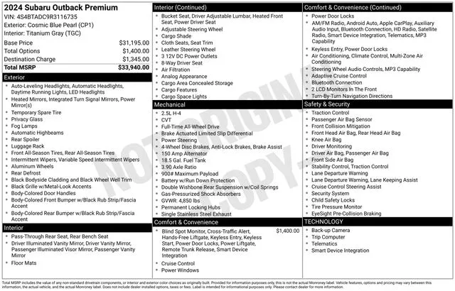 2024 Subaru Outback Premium thumbnail 6