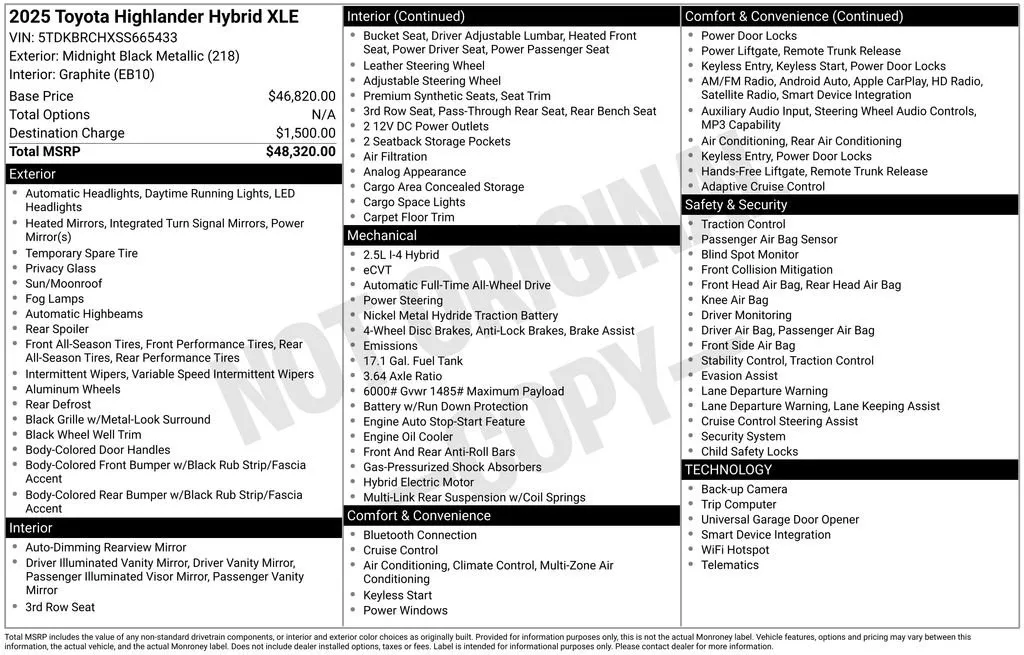 2025 Toyota Highlander Hybrid XLE thumbnail 37