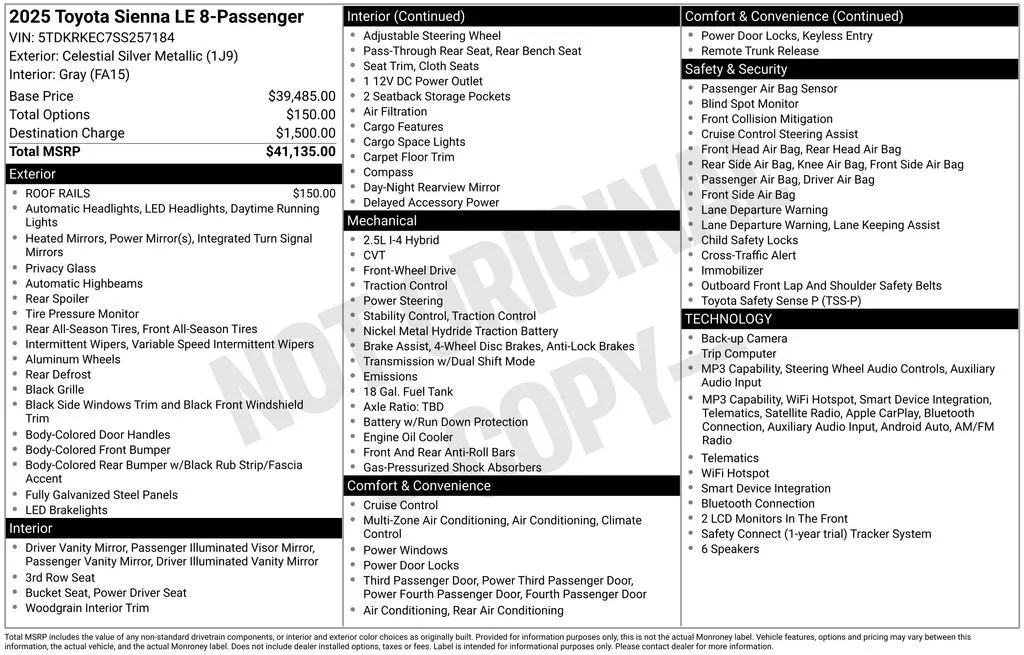 2025 Toyota Sienna LE thumbnail 8