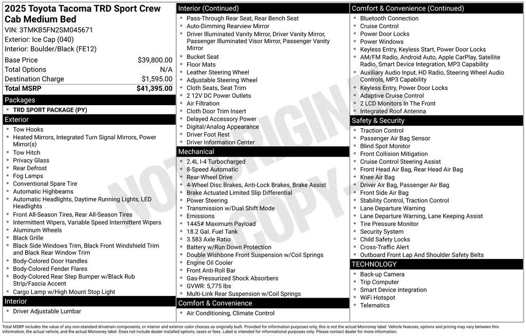 2025 Toyota Tacoma TRD Sport thumbnail 36