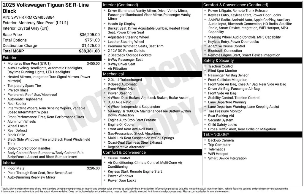2025 Volkswagen Tiguan 2.0T SE R-Line Black thumbnail 7