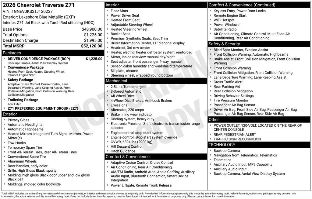 2026 Chevrolet Traverse Z71 thumbnail 27